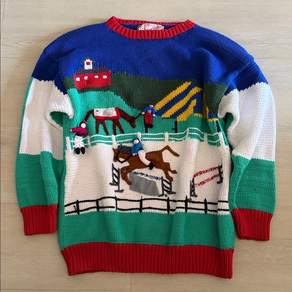 Vintage Sweaters - Vintage California Sweaters Kentucky Derby Sweater Peru